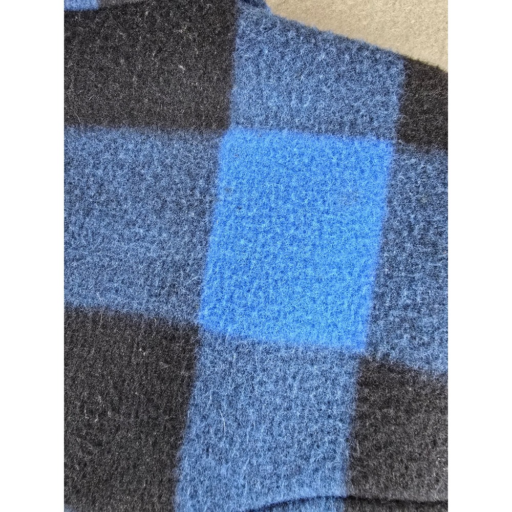 Miller Western Wear Fleece Jacket Womens Medium Blue Buffalo Plaid Vintage USA - Picture 10 of 12